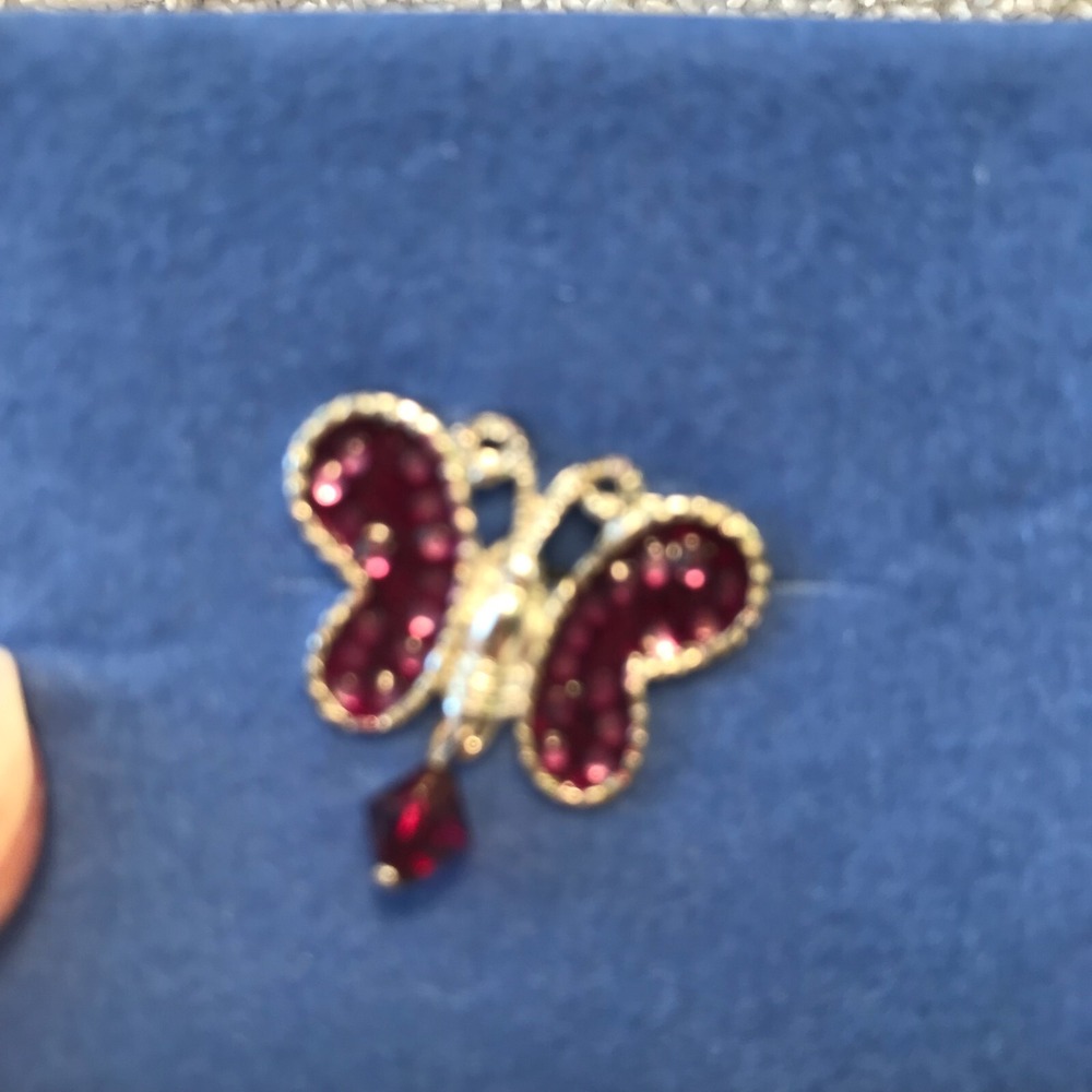 Vintage Avon 2004 Butterfly Pin Birthstone February Amethyst  Rhinestone